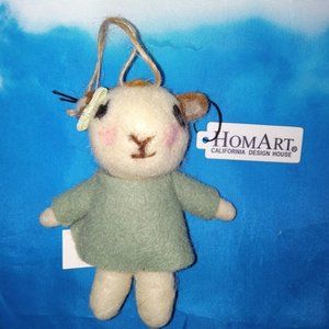 HomArt Felt Little Lady Lamb Ornament 4” Folkart Christmas Traditions - NEW
